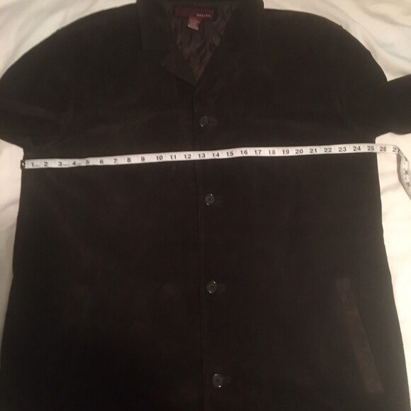 Merona coat Mens Large chocolate brown genuine suede leather lined oversized - Picture 5 of 8